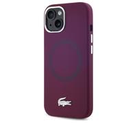 Étui Lacoste pour iPhone 15 6.1 bordeaux étui rigide Silicone Croco Logo MagSafe