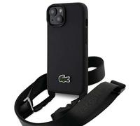 Étui Lacoste pour iPhone 15, Noir - Iconic Petit Piqué Crossbody