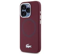 Étui Lacoste pour iPhone 15 Pro 6.1 bordeaux étui rigide Silicone Croco Logo MagSafe