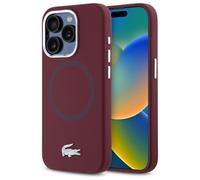Étui Lacoste pour iPhone 15 Pro Max 6.7 bordeaux étui rigide Silicone Croco Logo MagSafe