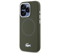 Étui Lacoste pour iPhone 15 Pro Max 6.7 kaki étui rigide Silicone Croco Logo MagSafe