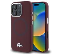 Étui Lacoste pour iPhone 16 Pro 6.3 argent étui rigide Silicone Croco Logo MagSafe