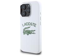 Étui Lacoste pour iPhone 16 Pro 6.3 blanc étui rigide Silicone Cracked Logo MagSafe