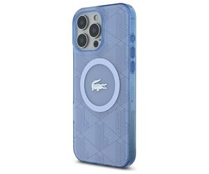 Étui Lacoste pour iPhone 16 Pro 6.3 bleu étui rigide IML Blend Monogram MagSafe