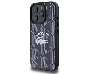 Étui Lacoste pour iPhone 16 Pro 6.3 bleu marine étui rigide Monogram Vintage Logo MagSafe