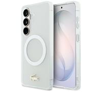 Étui Lacoste Shockproof Frosted Gold Logo MagSafe pour Samsung Galaxy S26, blanc