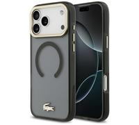 Étui Lacoste Shockproof Transparent Frosted Gold Logo MagSafe pour iPhone 17 Pro Max noir
