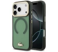 Étui Lacoste Shockproof Transparent Frosted Gold Logo MagSafe pour iPhone 17 Pro vert