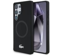 Étui Lacoste Silicone Microfiber W/ Silver Croc Logo MagSafe do Samsung Galaxy S25 Ultra noir