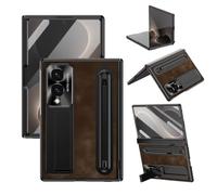 Étui large compatible avec Samsung Galaxy Z Fold 8 avec porte-stylo et stylet - Café