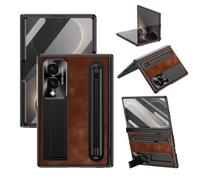 Étui large compatible avec Samsung Galaxy Z Fold 8 avec porte-stylo et stylet Marron