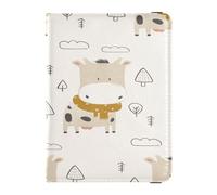 Étui léger en cuir synthétique pour passeport en famille, vacances, badge, vaccin, portefeuille, voyage, joli motif vache dessiné à la main, multicolore, 1 size, Décontracté