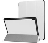 Housse Tablette XEPTIO Etui Lenovo Tab4 10-X304F - 4G/LTE Smartcover pliable blanc Cuir Style avec stand - Housse coque de protection Lenovo Tab 4 10 X304F 10,1 pouces -