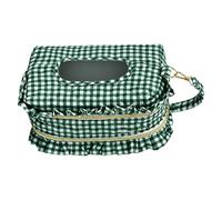 Étui Lingettes Pochette double couche portable ouverture facile | Porte-Lingettes Humides Rechargeable cuisine maison voiture toilettes serviette visage Plaid vert foncé