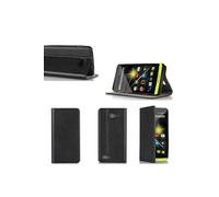 Etui luxe Archos 50 Diamond noir Ultra Slim Cuir Style avec stand - Housse Folio Flip Cover coque de protection Archos 50 Diamond 3G/4G/Wifi noire -