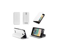 Etui luxe Archos 50e NEON blanc Cuir Style avec stand - Housse Folio Flip Cover coque de protection Archos 50E Neon blanche - Accessoires pochette