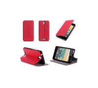 Etui luxe Archos 50e NEON rouge Cuir Style avec stand - Housse Folio Flip Cover coque de protection Archos 50E Neon - Accessoires pochette XEPTIO :