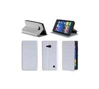 Etui luxe Nokia Lumia 735 4G Dual Sim blanc Ultra Slim Cuir Style avec stand - Housse Folio Flip Cover coque de protection Nokia 730/735 3G/Wifi -