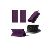 Etui luxe Sony Xperia XZ1 4G violet Ultra Slim Cuir Style avec stand - Housse coque de protection Sony XZ1 Dual Sim smartphone 2017 / 2018 violette-