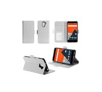 Etui luxe Wileyfox Swift 2X 4G/LTE Dual Sim blanc Ultra Slim Cuir Style avec stand - Housse Folio Flip Cover coque de protection Wileyfox Swift 2 X
