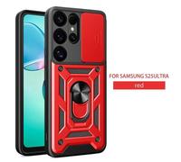 Étui Magnétique Antichoc Pour Samsung Galaxy S25 Ultra Edge S25+Plus Galaxys25 Fe 5g,Anneau D'objectif D'appareil Photo Coulissant,Support De Protection.Red.S25