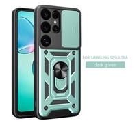 Étui Magnétique Antichoc Pour Samsung Galaxy S25 Ultra Edge S25+Plus Galaxys25 Fe 5g,Anneau D'objectif D'appareil Photo Coulissant,Support De Protection.Green.S25