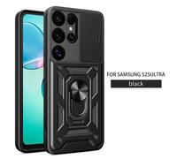 Étui Magnétique Antichoc Pour Samsung Galaxy S25 Ultra Edge S25+Plus Galaxys25 Fe 5g,Anneau D'objectif D'appareil Photo Coulissant,Support De Protection.Black.S25