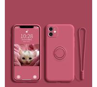 Étui Magnétique Avec Anneau De Support Pour Samsung Galaxy S21 S22 Ultra S20 S21 Fe S10 Plus Note 20 S9 Plus,Housse De Support En Silicone Liquide Souple.Camellia Red.Case & Strap