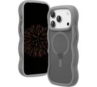 Étui Magnétique Compatible avec iPhone 17 Pro Max, Joli Dos Dur Translucide Mat avec Cadran en Silicone Ondulé Coque Antichoc 6,9 Pouces - Gris