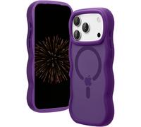 Étui Magnétique Compatible avec iPhone 17 Pro Max, Joli Dos Dur Translucide Mat avec Cadran en Silicone Ondulé Coque Antichoc 6,9 Pouces - Violet