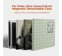 Étui magnétique détachable Twosheep pour Kobo Libra et Kobo Libra 2 avec fente pour stylet, dos transparent, fonction de réveil automatique, style mignon Stylus Slot A243