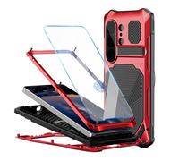 Étui Magnétique for Samsung Galaxy S26 Ultra, Housse De Protection en Métal Robuste Tout Compris avec Étui À Béquille Pliante(Red)