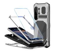 Étui Magnétique for Samsung Galaxy S26 Ultra, Housse De Protection en Métal Robuste Tout Compris avec Étui À Béquille Pliante(Silver)