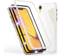 Étui magnétique NALIA 360° pour iPhone XR, Slim Hard Case Cover avec protection d'écran blanc