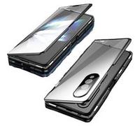 Etui Magnétique pour Samsung Z Fold 3 FONGWAN Verre Trempé HD Double Face avec Protection d'Objectif - Noir Noir G