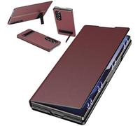 Étui magnétique pour Samsung Z Fold3, Béquille intégrée avec Amortissement Horizontal/Vertical, Coque en Cuir PU pour Samsung Galaxy Z Fold 3-Rouge