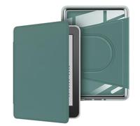 Étui magnétique rotatif à 360° avec support et veille/réveil automatique pour Kindle 11/12{^>e<^} génération 6" (version 2024/2022) - Coque arrière transparente, vert nuit