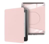 Étui magnétique rotatif à 360° avec support et veille/réveil automatique pour Paperwhite 10{^>e<^} génération 6" (version 2018) - Coque arrière transparente, rose