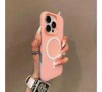 Étui Magsafe 2 En 1 Couleur Bonbon De Luxe Pour Iphone 16 15 14 13 12 17 Pro Max Plus,Charge Magnétique Sans Fil,Couverture Souple Transparente Et Mate.Foncé Rose.For Iphone 11