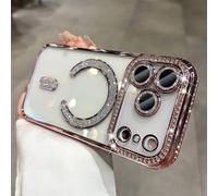 Étui Magsafe À Paillettes De Diamant Pour Femmes Et Filles,Pour Iphone 17 Air 16 15 14 Plus 12 13 17 Pro Max,Housse De Chargeur Sans Fil Souple En Tpu Transparent.Pink Tm.Iphone 11