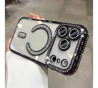 Étui Magsafe À Paillettes De Diamant Pour Femmes Et Filles,Pour Iphone 17 Air 16 15 14 Plus 12 13 17 Pro Max,Housse De Chargeur Sans Fil Souple En Tpu Transparent.Black Tm.Iphone 11