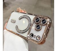 Étui Magsafe À Paillettes De Diamant Pour Femmes Et Filles,Pour Iphone 17 Air 16 15 14 Plus 12 13 17 Pro Max,Housse De Chargeur Sans Fil Souple En Tpu Transparent.Gold Tm.Iphone 11