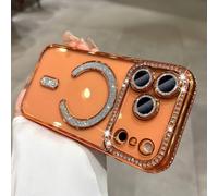 Étui Magsafe À Paillettes De Diamant Pour Femmes Et Filles,Pour Iphone 17 Air 16 15 14 Plus 12 13 17 Pro Max,Housse De Chargeur Sans Fil Souple En Tpu Transparent.Orange Tm.Iphone 11