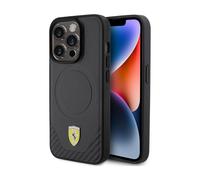 Étui MagSafe Ferrari Carbon Metal Logo, noir - iPhone 15 Pro