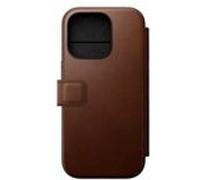 Nomad Goods Étui MagSafe Folio Modern pour iPhone 16 Pro – Cuir, porte‑cartes – Marron Brun G