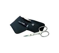 Etui manucure cuir avec ciseaux, lime, pince à épiler acier de Solingen ERBE