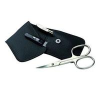 Etui manucure cuir avec ciseaux, lime, pince à épiler acier de Solingen ERBE