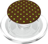 Étui Marron Chocolat à Pois Vert Pistache PopSockets PopGrip pour MagSafe