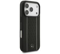 Étui Mercedes en cuir à motif étoilé compatible MagSafe pour iPhone 17 Pro, noir