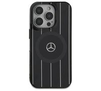 Étui Mercedes pour iPhone 16 6.1 noir étui rigide MB Double Layer Crossed Lines MagSafe